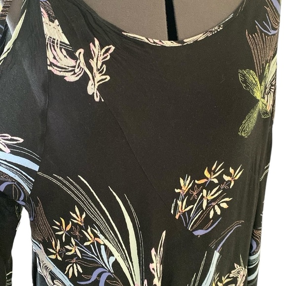 Free People Clear Skies Are Blue Floral Printed Tunic Cold Shoulder Dress Sz M - Picture 7 of 13